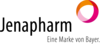 Jenapharm-Logo mit einem kreisförmigen orange-rosa Design auf der rechten Seite. Der Text lautet "Jenapharm" in großen schwarzen Buchstaben und "Eine Marke von Bayer." in kleinerer Schrift darunter.