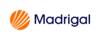 Logo mit einem orangefarbenen Kreis mit geschwungenen weißen Linien auf der linken Seite, daneben das Wort Madrigal in fetter, dunkelblauer Schrift auf hellgrauem Hintergrund.