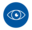 Ein einfaches weißes Augensymbol mit einer blauen Iris befindet sich in der Mitte eines blauen Kreises auf einem hellgrauen Hintergrund.